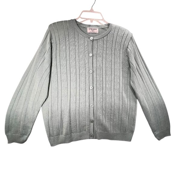 NWT Vtg Alfred Dunner Cardigan Sweater Button Down Blue USA PM Ribbed Knit - Picture 2 of 11